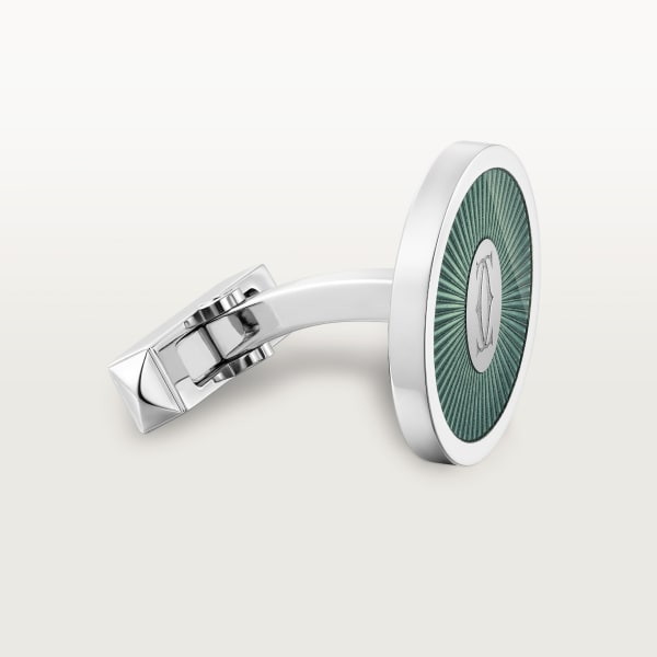 Double C de Cartier cufflinks Sterling silver, green lacquer, palladium finish
