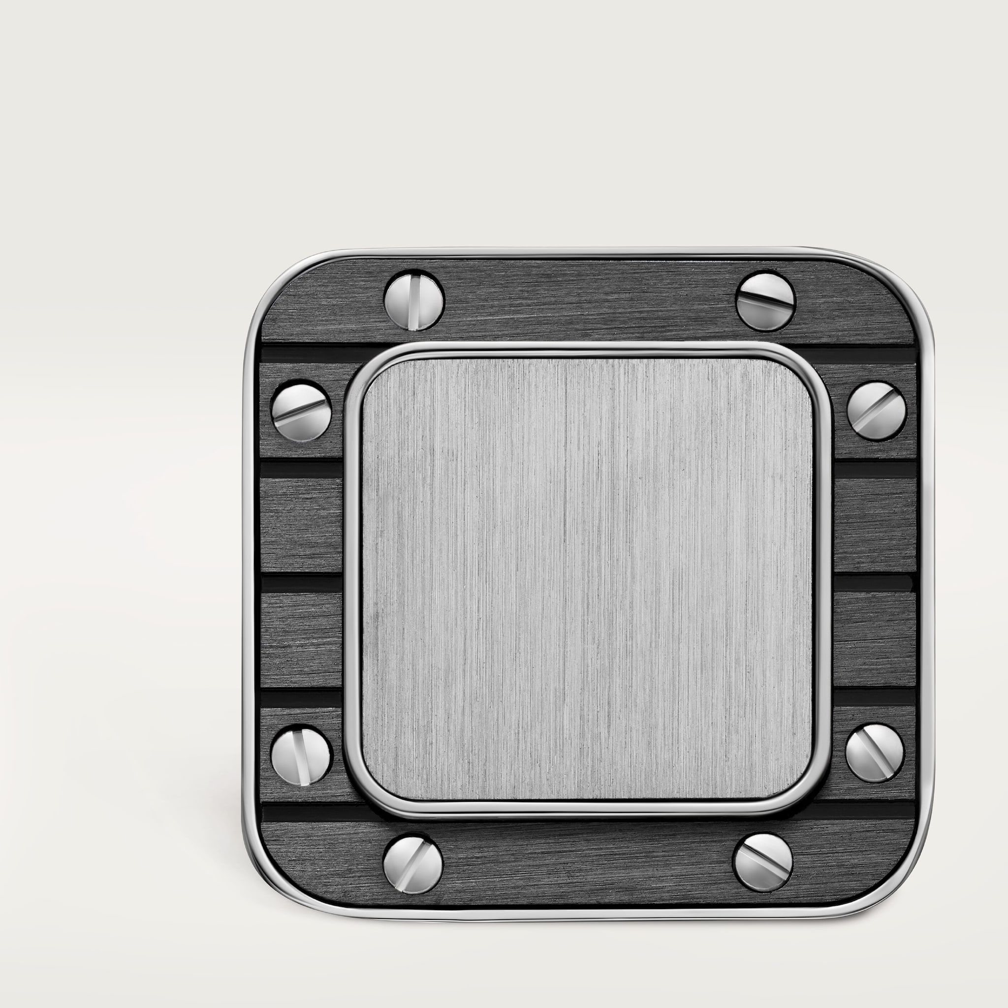 Santos de Cartier cufflinksPalladium-finish sterling silver and striated metal covered with anthracite grey PVD