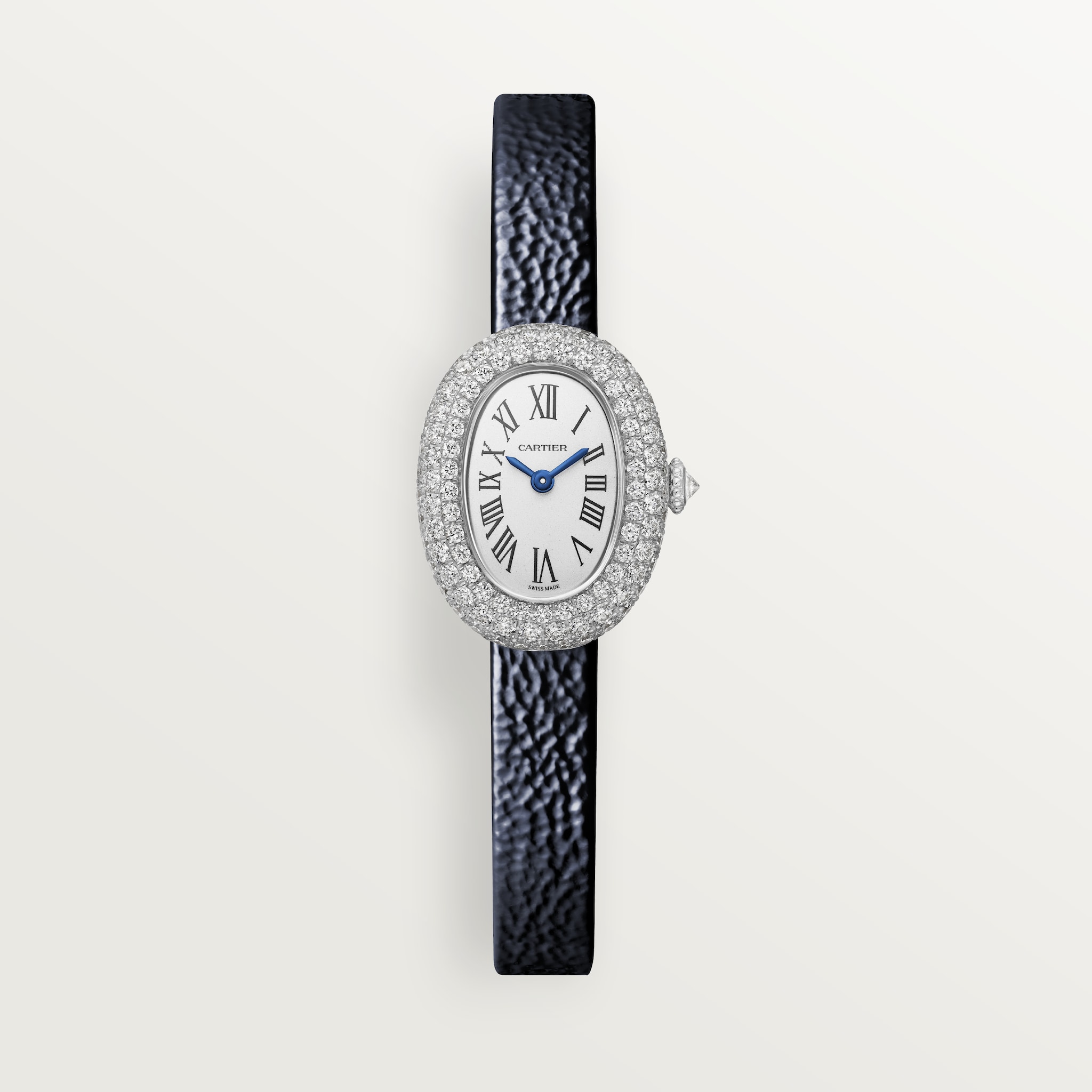 CRWJBA0050 - Baignoire watch - Mini model, quartz movement, white gold,  diamonds, leather - Cartier