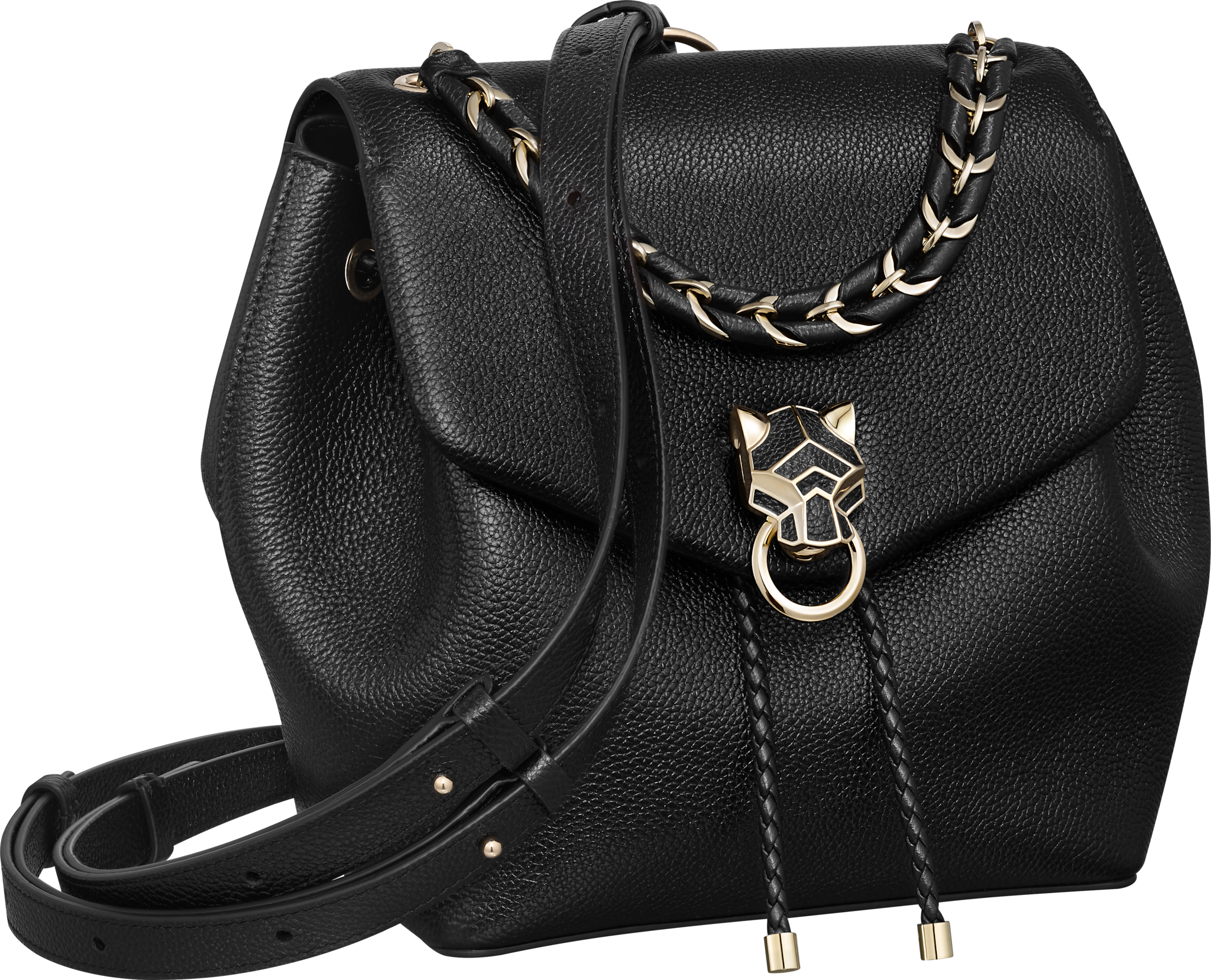 Backpack, Panthère Graphique de CartierBlack grained calfskin, golden finish