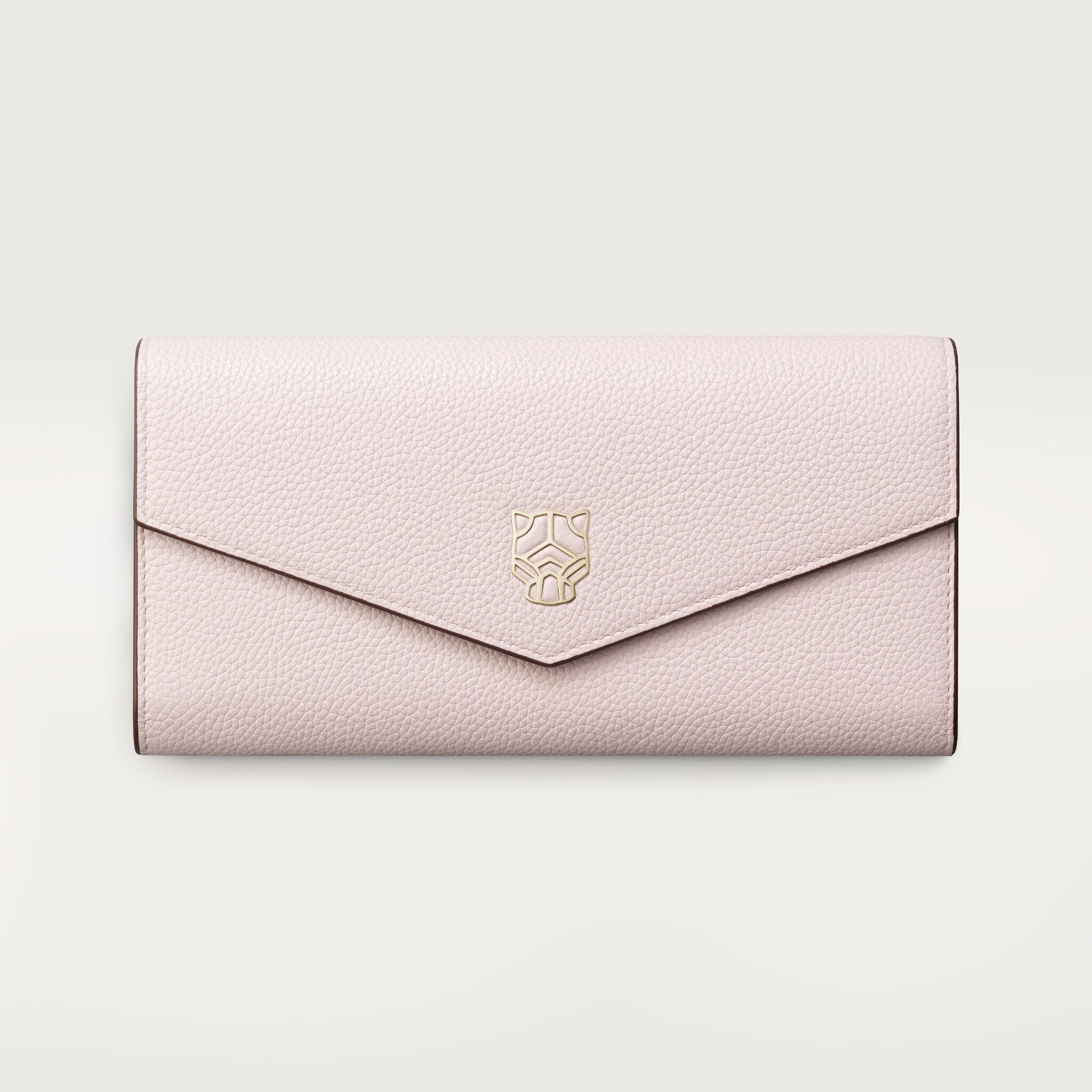 International wallet with flap, Panthère Graphique de CartierPetal pink grained calfskin, golden finish