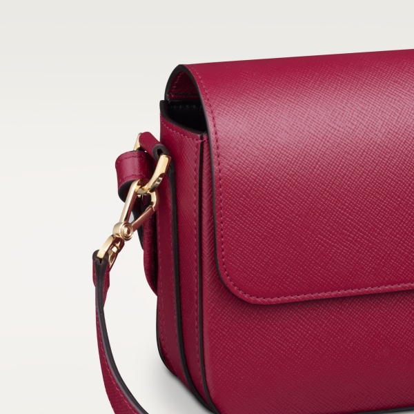 C de Cartier east-west bag Cherry red textured calfskin, embroidery, golden finish