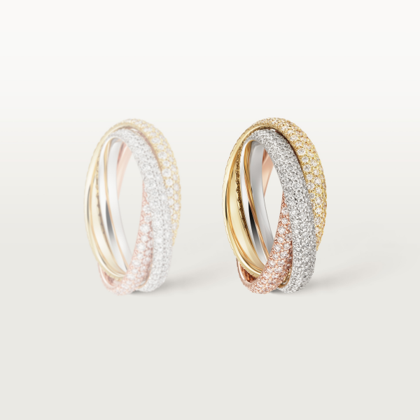 Trinity ring White gold, yellow gold, rose gold, diamonds