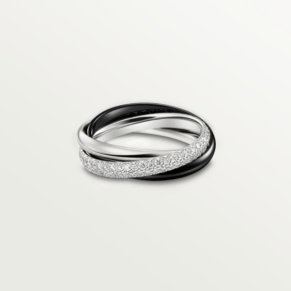 Trinity ring in ceramic, small model White gold, ceramic, diamonds