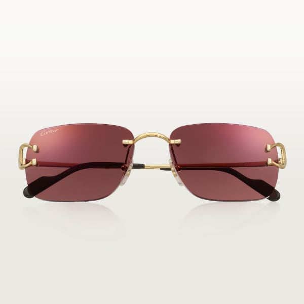 Signature C de Cartier sunglasses Smooth golden-finish metal, burgundy lenses