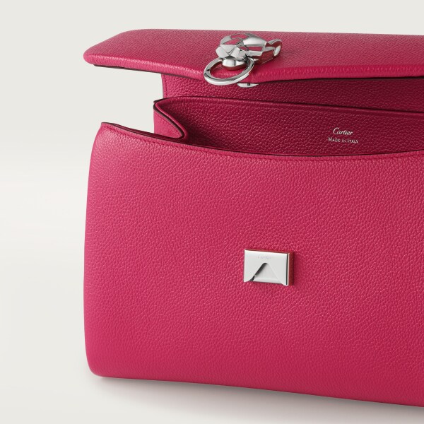 Sac chaîne petit modèle, Panthère de Cartier Raspberry calfskin, golden finish