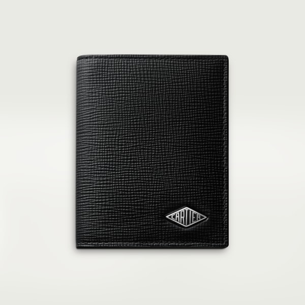 Four-credit card holder, Cartier Losange Grained black calfskin, black enamel and palladium finish