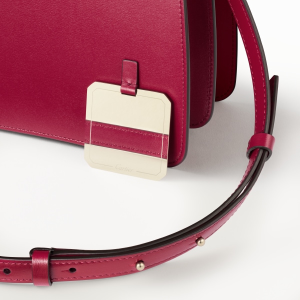 Handle bag mini model, Panthère de Cartier Cherry red calfskin, golden finish