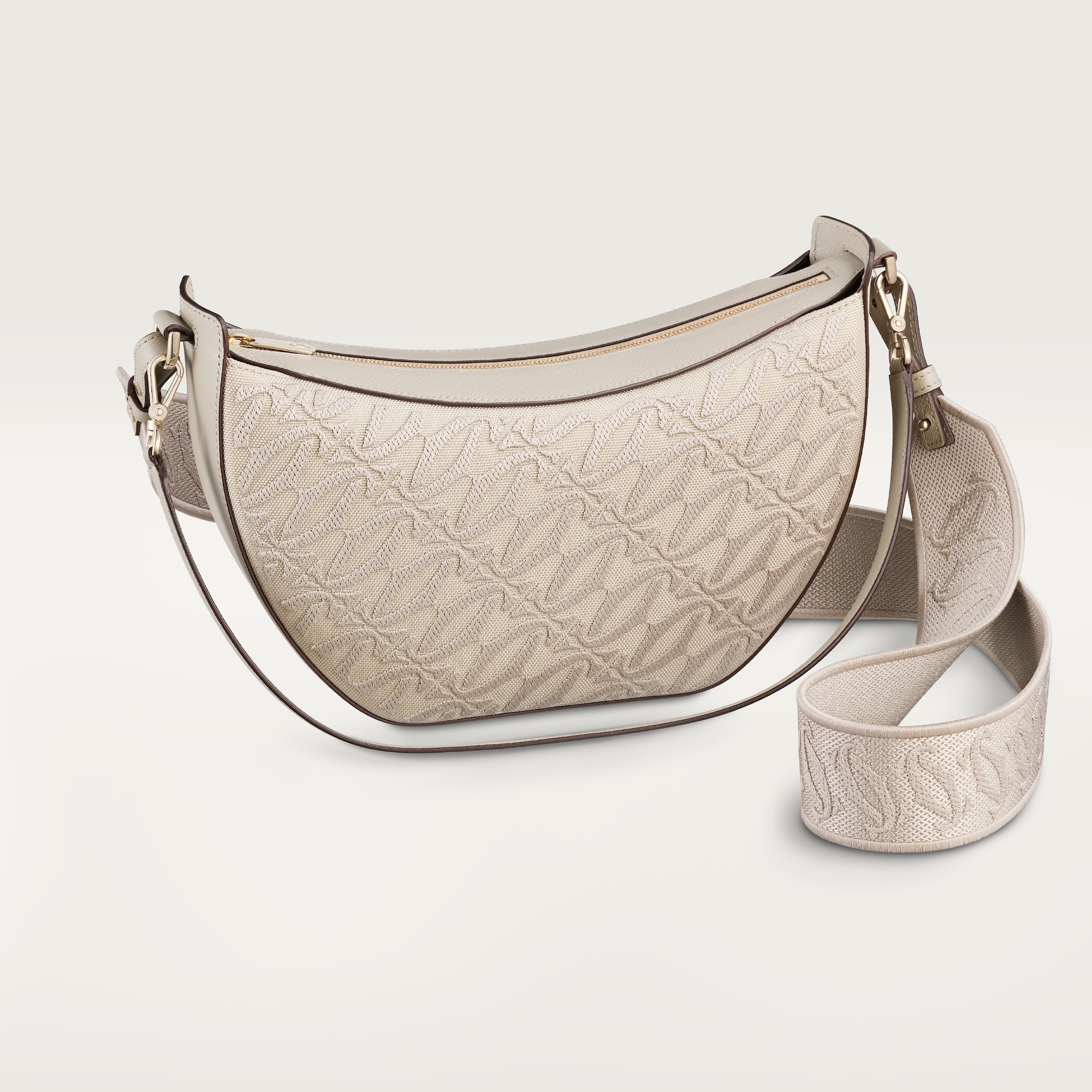 Hobo bag, C de CartierBeige textured calfskin, embroidery, golden finish