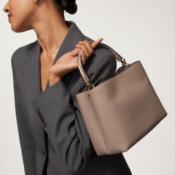 Medium model handle bag, Panthère de Cartier Clay-coloured grained calfskin