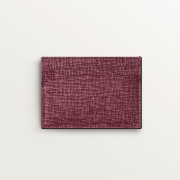 Double card holder, Cartier Losange Burgundy grained calfskin, golden finish and burgundy enamel