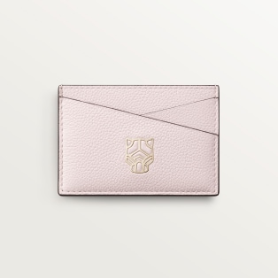 Simple card holder, Panthère Graphique de Cartier Petal pink grained calfskin, golden finish