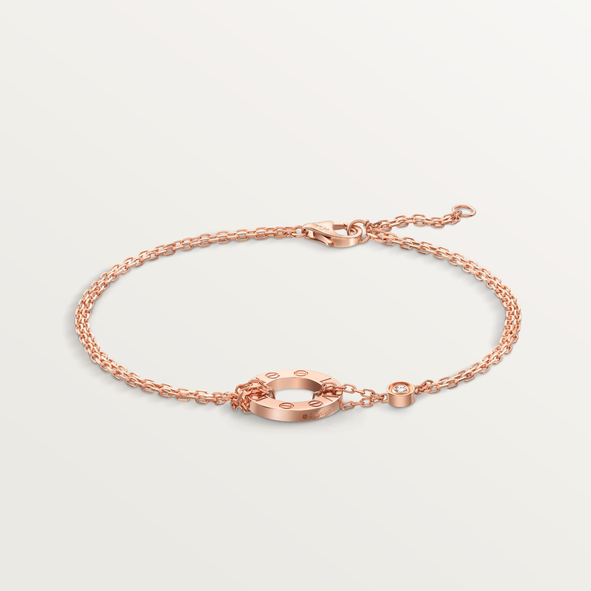 Love bracelet, on chain, 2 diamondsRose gold, diamonds