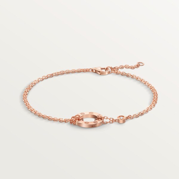 Love bracelet, on chain, 2 diamonds Rose gold, diamonds
