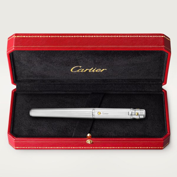 Santos de Cartier fountain pen Large model, engraved metal, yellow gold, palladium and gold finish