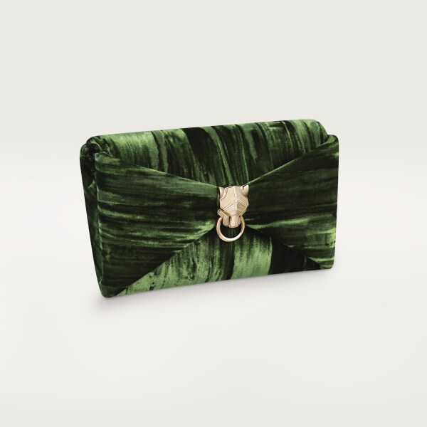Chain pouch, Panthère Graphique de Cartier Green pleated velvet, golden finish