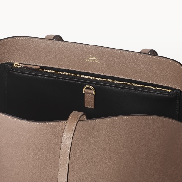 Tote bag, C de Cartier Clay-coloured grained calfskin, golden finish