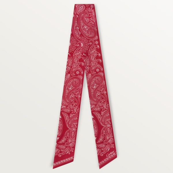 Double C Paisley headband Red silk twill