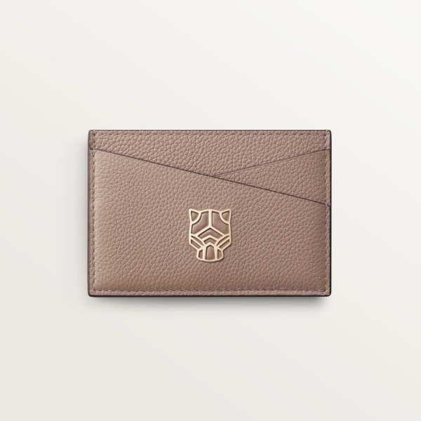 Simple card holder, Panthère Graphique de Cartier Clay-coloured grained calfskin, golden finish
