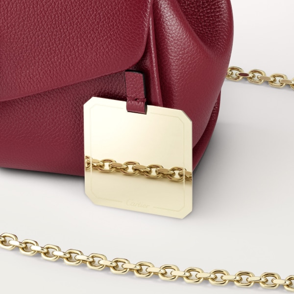 Chain bag mini, Panthère de Cartier Burgundy calfskin, golden finish