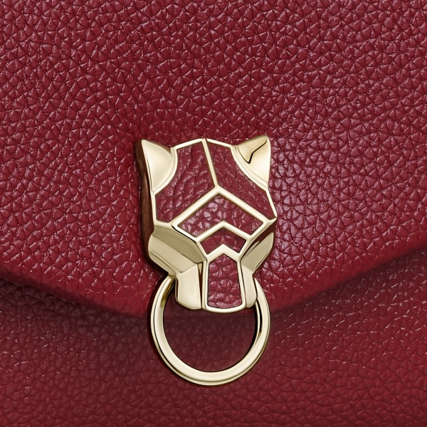 Nano model chain bag, Panthère Graphique de Cartier Burgundy grained calfskin, golden finish
