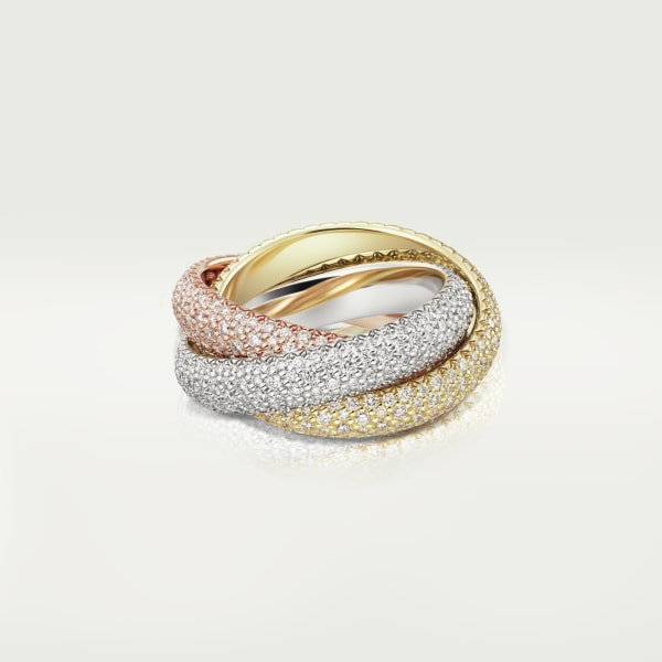 Trinity ring, large model White gold, yellow gold, rose gold, diamonds