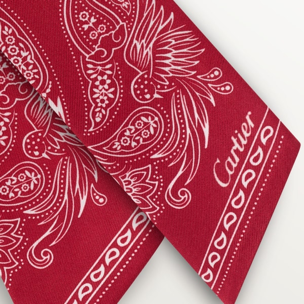 Double C Paisley headband Red silk twill