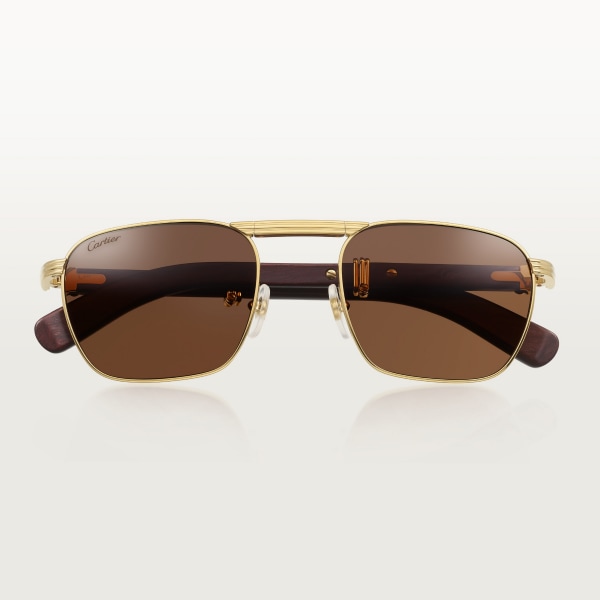 Première de Cartier sunglasses Smooth golden-finish metal, brown lenses