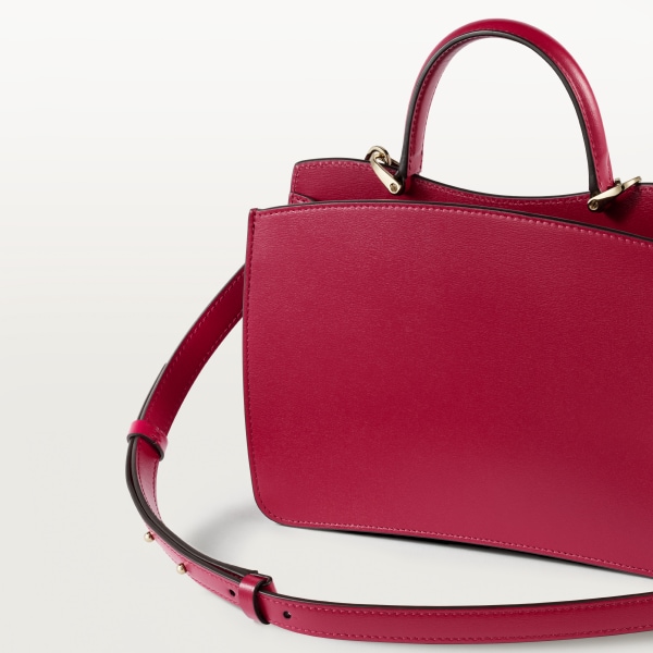 Handle bag mini model, Panthère de Cartier Cherry red calfskin, golden finish