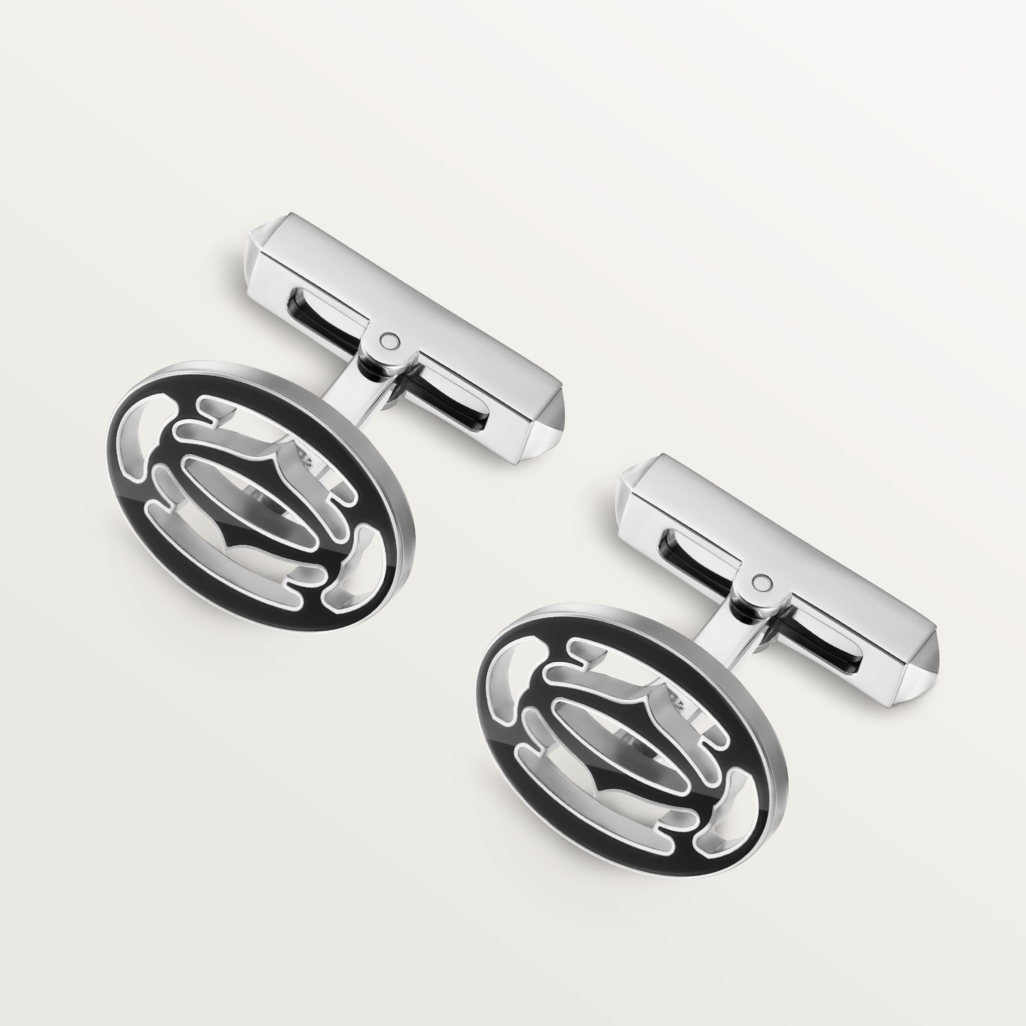 C de Cartier cufflinksSterling silver, black lacquer, palladium finish