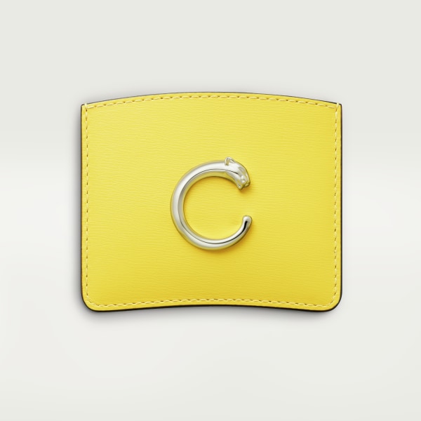 Simple card holder, Panthère de Cartier Yellow calfskin, palladium finish